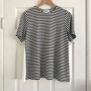 NWOT Nordstrom Signature Striped Mixed Media Tee